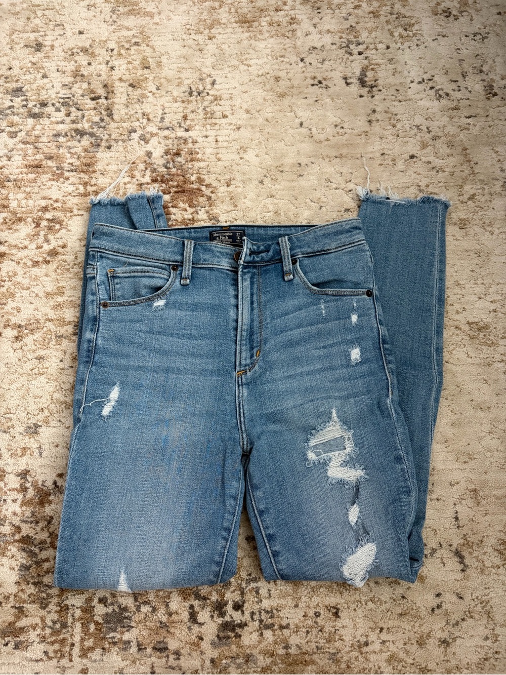 Abercrombie & Fitch Simone High Rise Super Skinny Light Blue Distressed Jeans